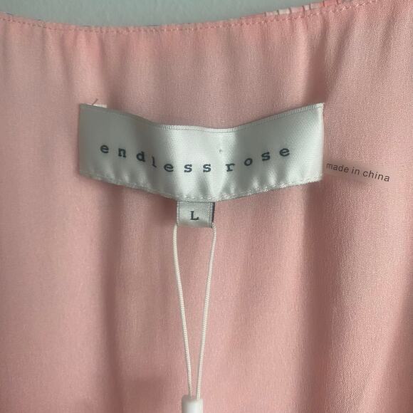 NWT Endless Rose Pink Floral Textured Bow Tie Mini Dress Square Neck Size Large - Picture 7 of 8